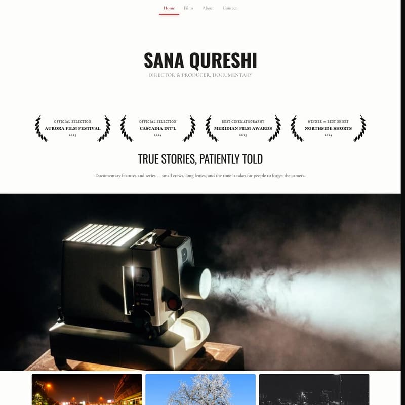 Vérité — a documentary filmmaker portfolio template