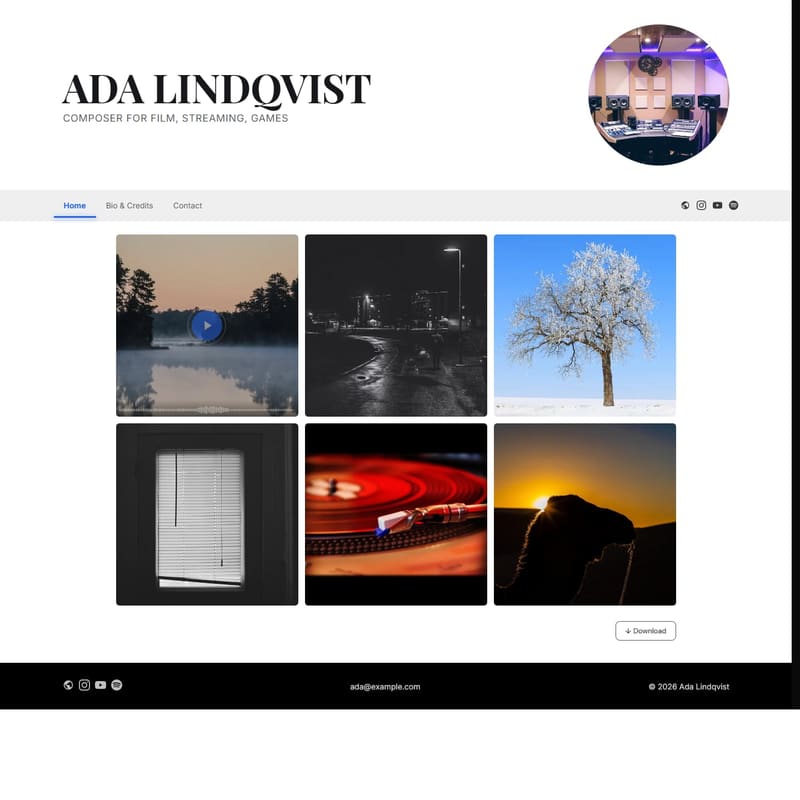 The Studio — a composer portfolio template